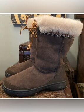 UGG Australia “Ultimate Cuff” Brown Suede Fur Cuff Tall Boots